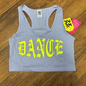 Zumba Fitness Gray Crop Top with Yellow Dance Print